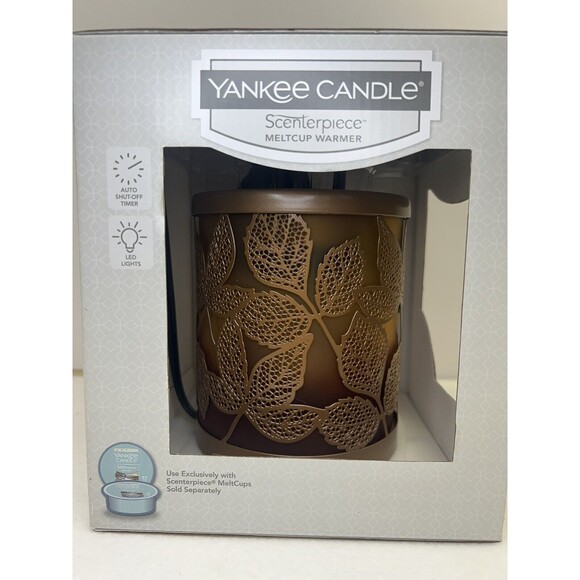 Yankee Candle Scenterpiece Amber Leaf  w/ LED and Timer Meltcup Warmer NIB - Picture 3 of 6